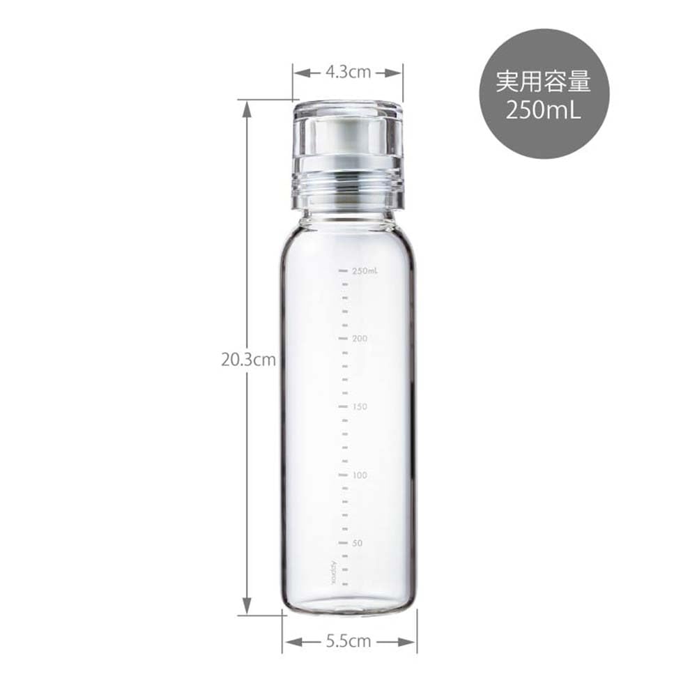 HARIO Dressing Bottle Slim Suitable for Hot Pale Gray 250ml, Water, DBSN-250-PGR