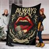 1pc Rock and Roll Outdoor Flannel Blanket, Lightweight Warm Cozy for Travel Camping Office Soft Polyester Fabric