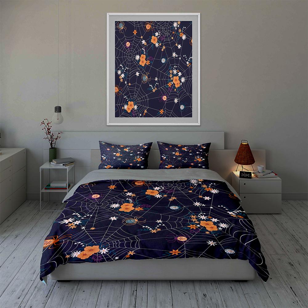 Spiderweb floral design. Bedding Duvet cover sets Duvet covers Pillowcases gifts (1 * Duvet Cover 2 * Pillowcases, without duvet insert)