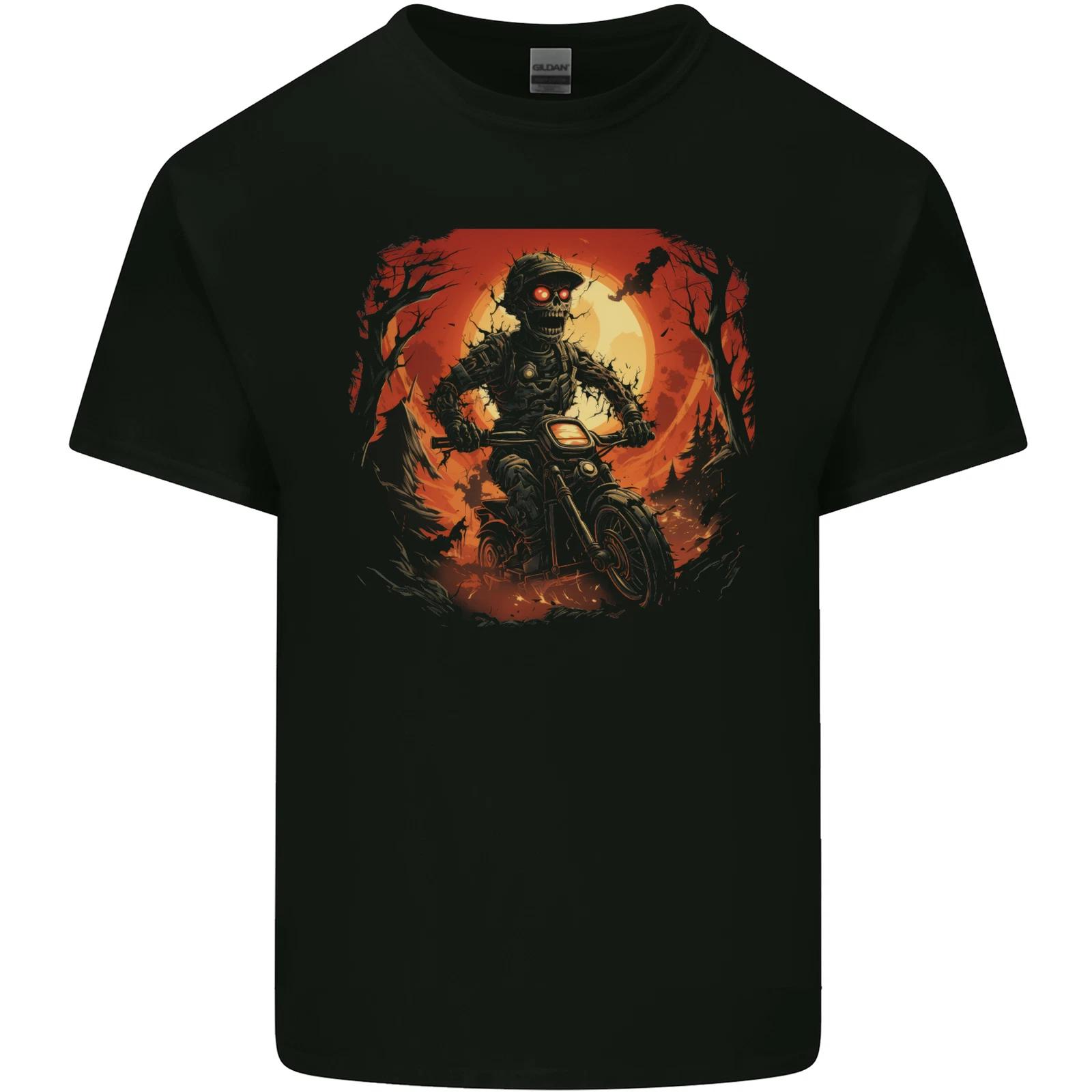 Skull Biker Motorcycle Motorbike Halloween 25 Kids T-Shirt Childrens S