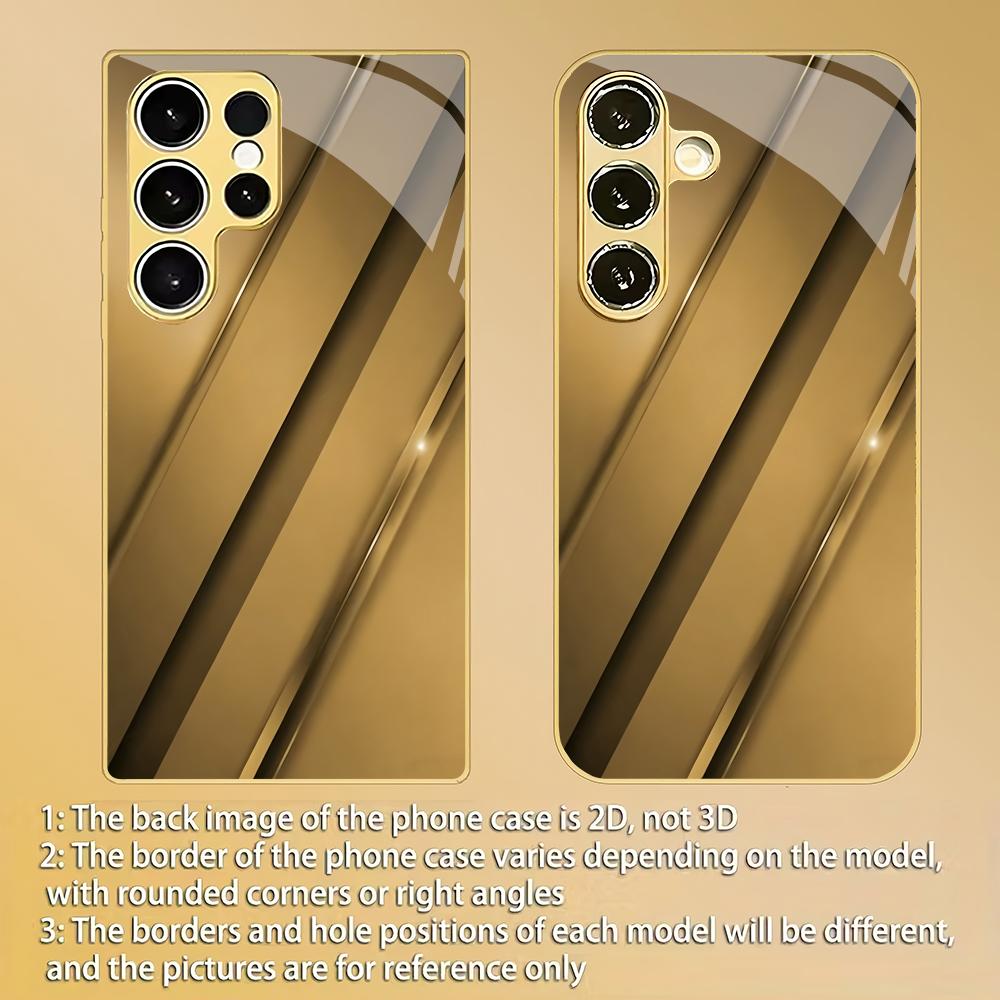 Gold gestreifte galvanisierte Glas-Handyhülle geeignet für Samsung GalaxyS26 S25 S24 S23 S22 S20FE/Ultra/Plus Hartschalen-Rückseite