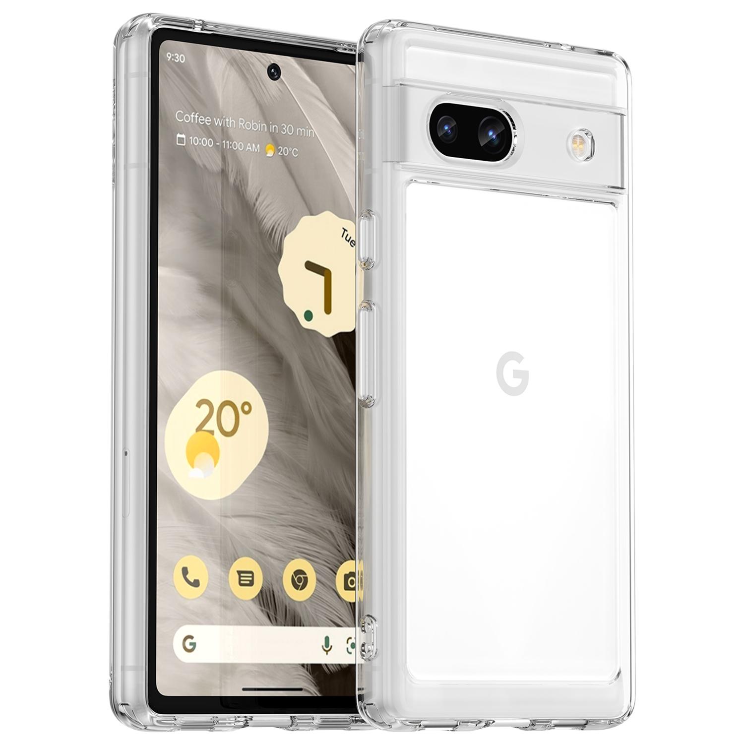 

For Google Pixel 7a Phone Case,TPU Bumper+Acrylic Back Shell Shock-absorbing Protective Cover Transparent