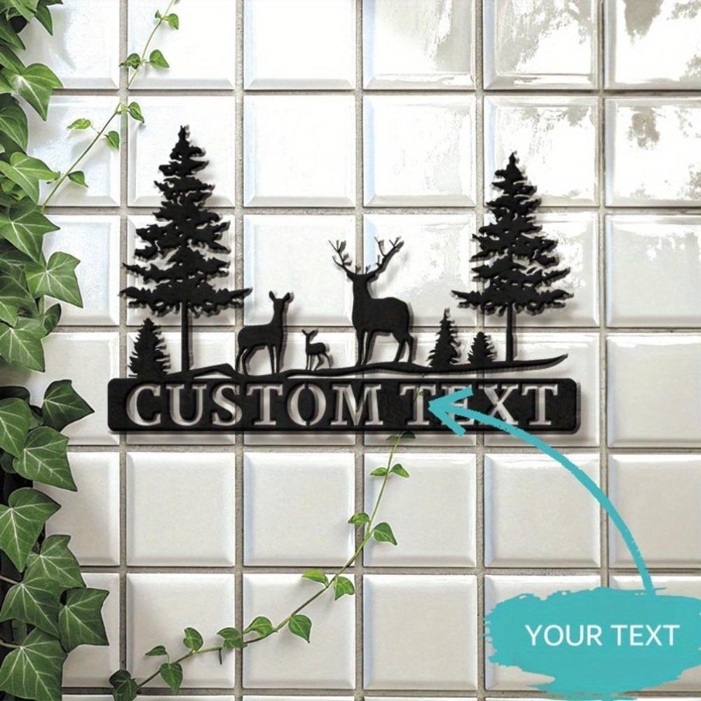 Customizable Metal Deer Clan House Numbers Wall Art, Engraved Woodland Address Sign Home Decor Sculpture