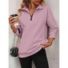 Felpa da donna con mezza zip e maniche lunghe, vestibilità ampia, casual, tinta unita, top pullover