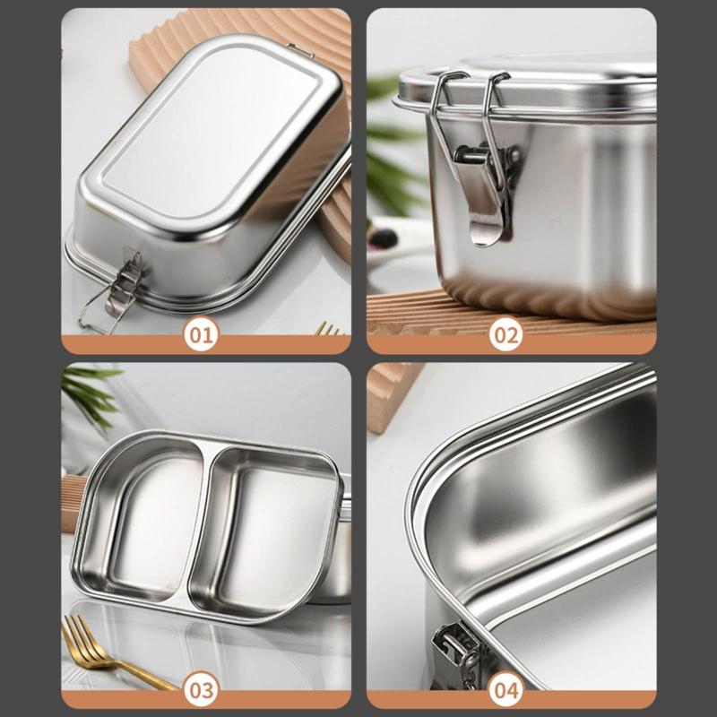 Metal Steel Lunch Box Leak Proof Bentos Box Metal Food Storage Container with Lid Lunch Container Dishwasher Safe