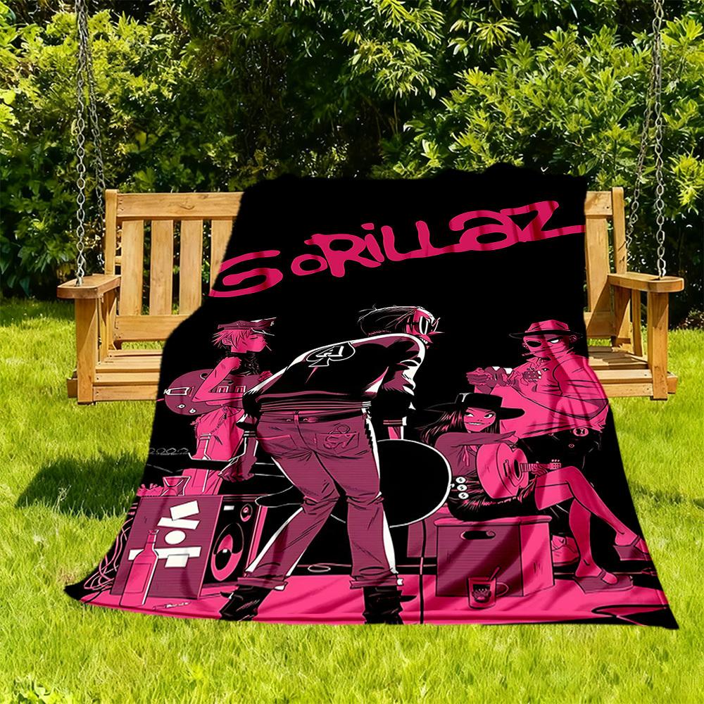 

1pc Gorillaz Artwork Outdoor Blanket Lightweight Flannel, All-Season Use for Sofa, Bed, Travel, Camping, Living Room, Office, Couch048 130cmx150cm