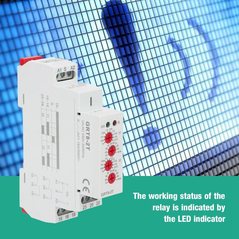 GRT82T Mini Din Rail Type Double Delay On Time Delay Relay(A230)