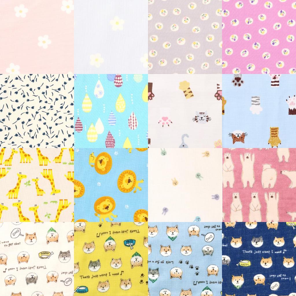 Handkerchief Assortment with Bonus Tote Made in Cotton Gauze Rabbit Pink Girls Set [cluster] Kids' (22 count) Bag, Japan, 100% Handkerchiefs/Balloon