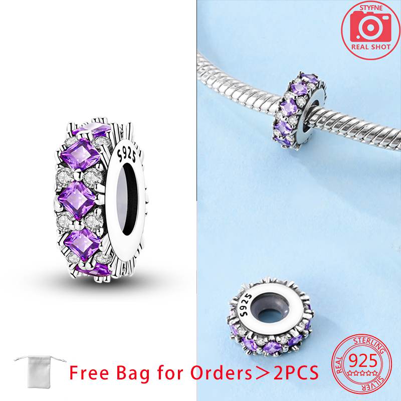 Bead Charms Cute Purple Charm Bead Charms Stopper Clasp Locating Buckle Copper Bead Charms for Bracelets Birthday Graduation Jewellery Gifts