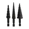 3-12mm 4-12mm 4-20mm Hole Step Drill Bit 3Pcs Black