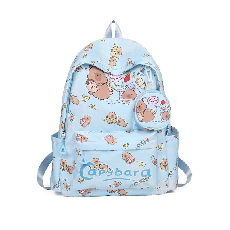 Large Capacity Boys And Girls Backpack Cute Fun Kapibara Print Primary School Bag Children Backpack