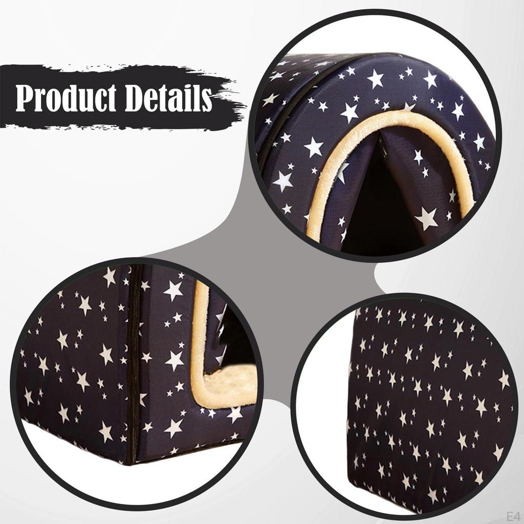 Cat Cave Bed 2 Ways Use Hut Nonslip Bottom Reusable Dog House Pet Tent for Puppy Indoor Outdoor Lawn