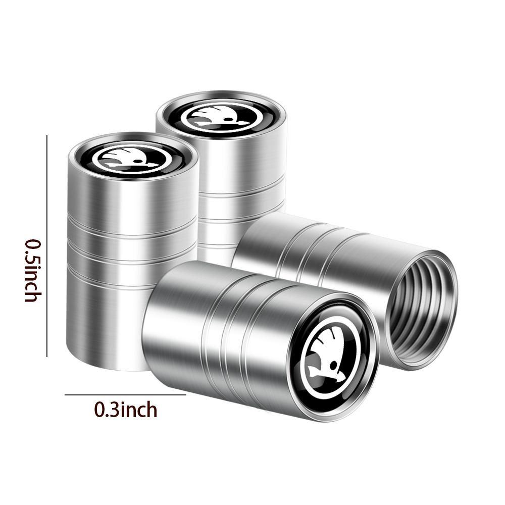 JBIW9 Car Wheel Tire Valve Caps Tyre Valve Stem Covers for Skoda Rapid Fabia Octavia Roomster Yeti Superb Citigo RS Felicia VRS Scala