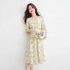 Srcr 92% Mulberry Silk French Chic Printed V-Neck Dress