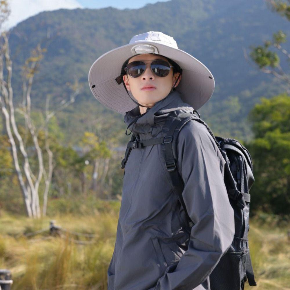 Fashion Wide Brim Solar Fan Hat Upf50+ Sun Protection Sun Hat Breathable Uv Resistant Sunshade Cap For Men Women