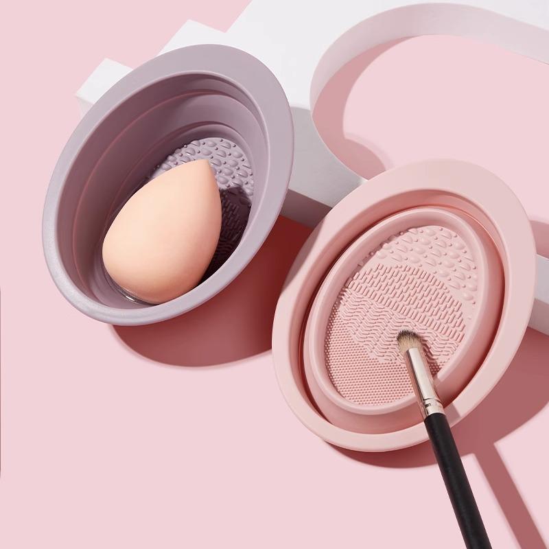 Make-up Pinsel Reinigungsset Beauty Schwamm Reinigungswerkzeug Puderquaste Reinigungslösung Trockenkorb Silikon Faltbare Waschschüssel
