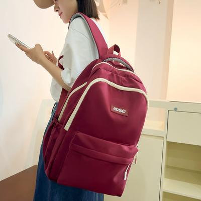 Mochila escolar estilo campus para estudantes, leve, feminina, grande capacidade, cor sólida, bolsa de viagem
