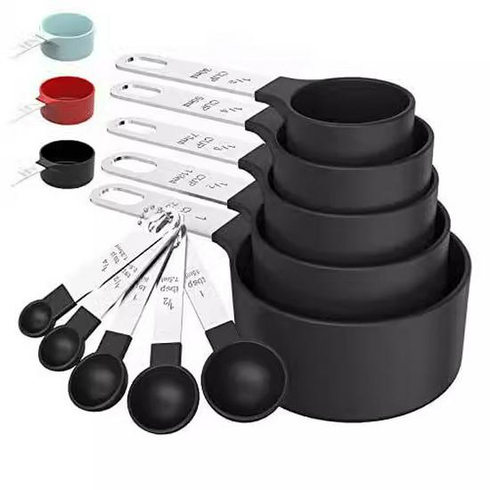 10-Piece Stainless Steel & Plastic Measuring Cup and Spoon Set for Baking and Cooking