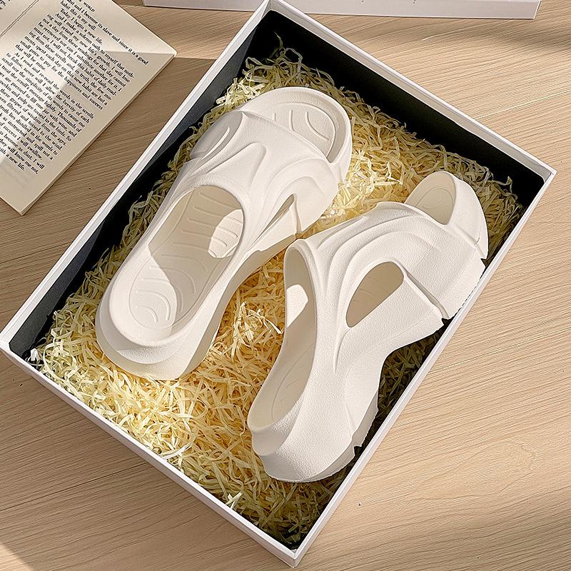 Thick bottom high heel cm muffin eva one-word drag trendy cool slippers women step on shit feeling soft bottom foreign trade wholesale