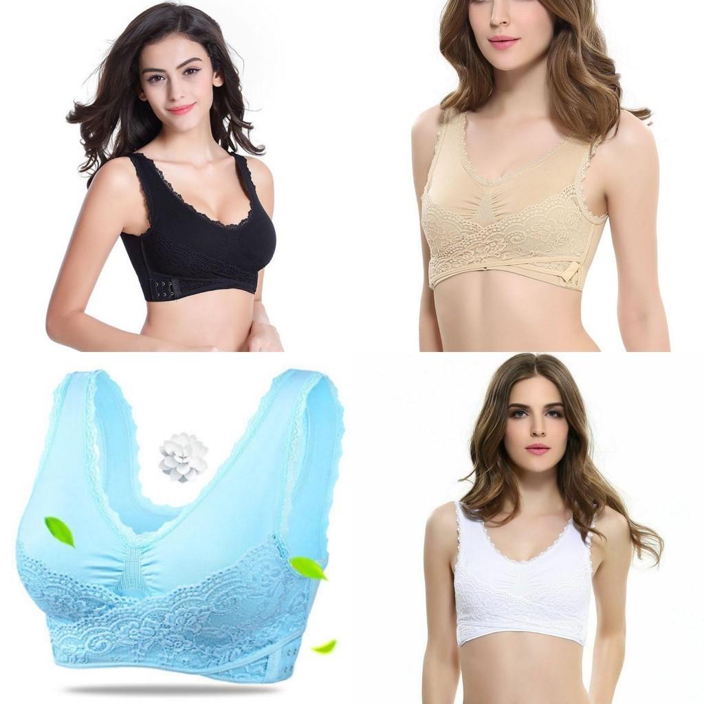Damen Sexy Front-Kreuz Verstellbare Seiten-Schnalle Spitze Weste Kabelloser Sport-BH Für Ultimativem Komfort Und Stil