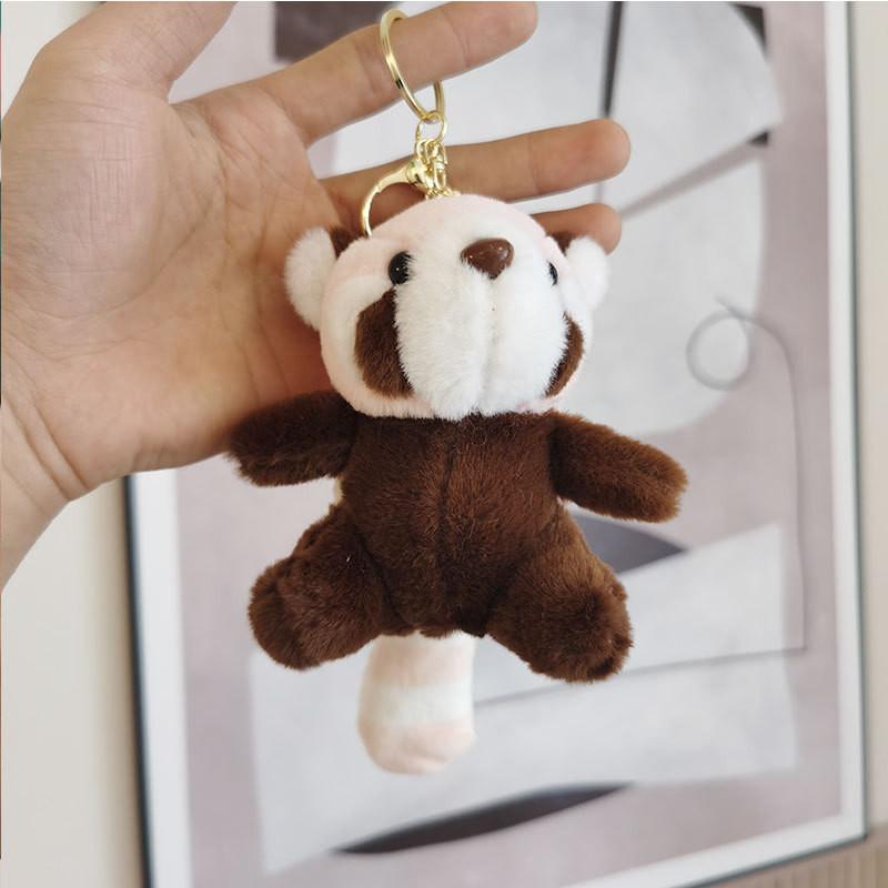 

Cute Mini Raccoon Plush Keychain Soft Pp Cotton Filled Bag Pendant розовый