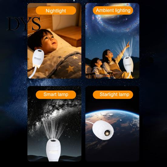 Space Theme Room Decor Starry Sky Night Light Projector, 2-in-1 Mini LED Ceiling Wall Projection Camping Atmosphere Projector Lamp with 360