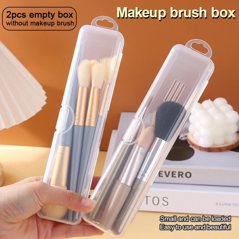 2 Stück Tragbarer Make-up Pinsel Organizer Augenbrauenstift Besteck Essstäbchen Transparent mit Deckel Aufbewahrungsbox Küchenzubehör