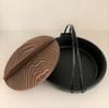 Made in Japan, Nanbu Ironware Sukiyaki and Gyoza Pot with Handle and Wooden Lid, 24cm Inner Diameter, IH Compatible