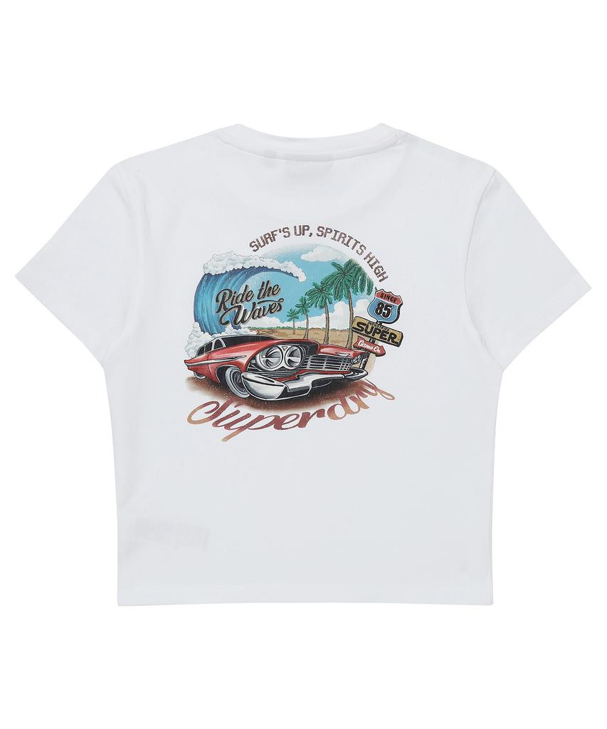 Syupeodeulai W Beach Car Crop T-Shirt White