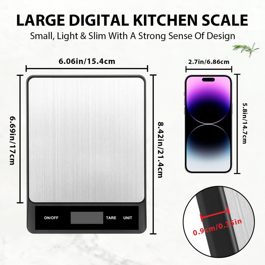 Kitchen Scale, 5kg/1g, with 6 Units, Battery-powered