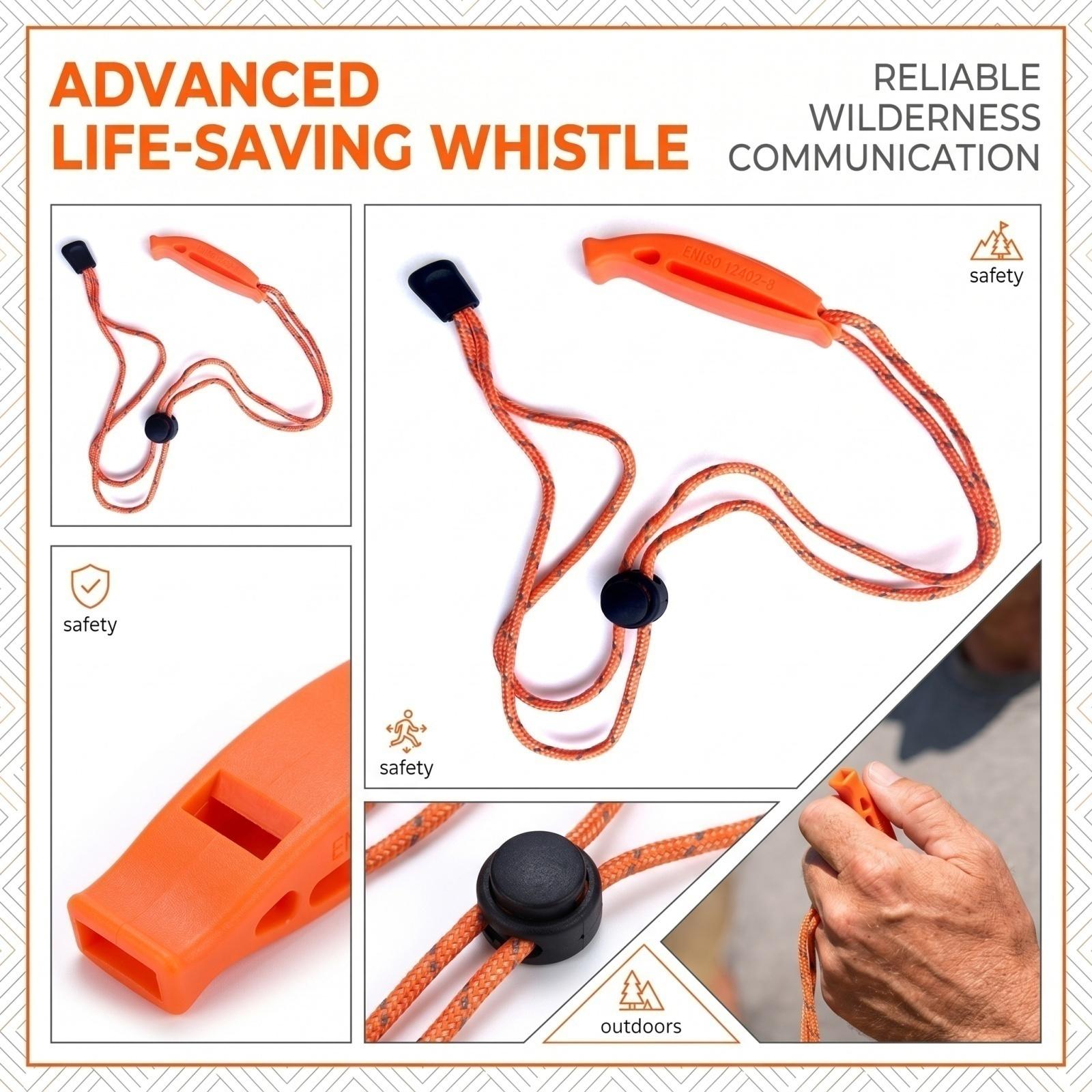 

Outdoor Survival Whistle with Lanyard Safety Emergency Signal Whistle for Sports Camping Hiking Rescue and Alert Use One Size оранжевый