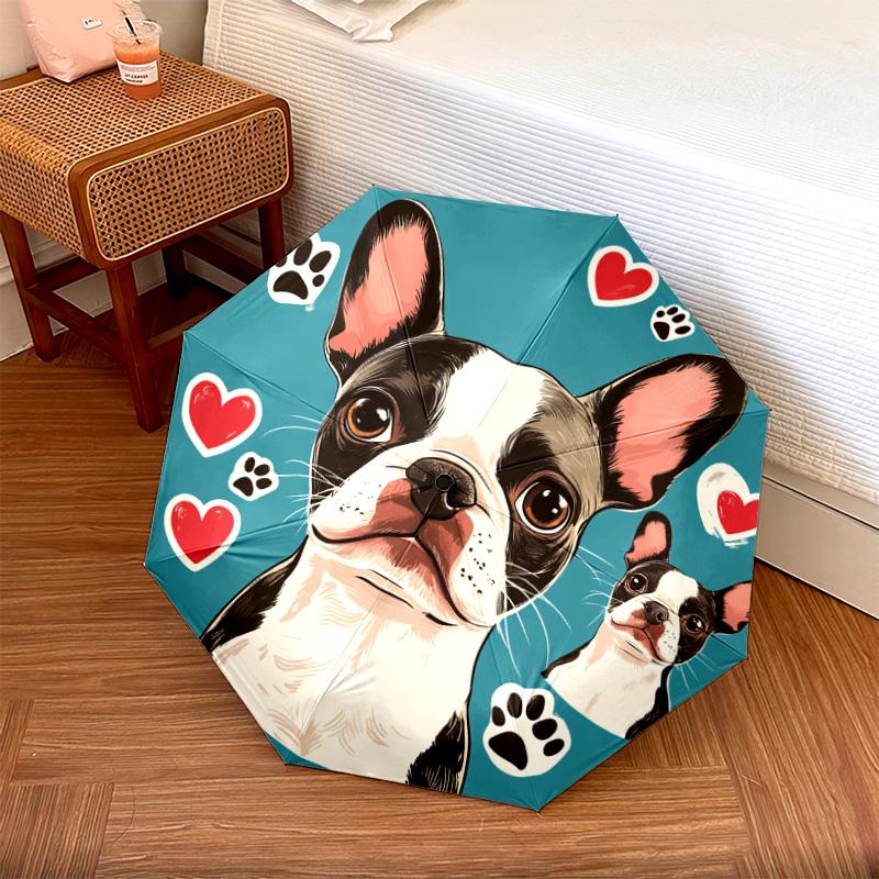 1 PC Automatic Folding Umbrella - French Bulldog Pattern, Portable & Foldable Design with 8 Ribs, Christmas Birthday Gifts