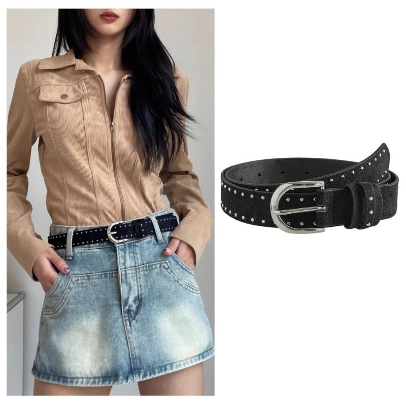 Durability Casual Belt Women's Leather Waistband Vintage Western Waist Belts for Jeans and Dresses
