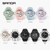 SANDA Women's Trendy LED Dual Display Waterproof Watch with Hourly Chime