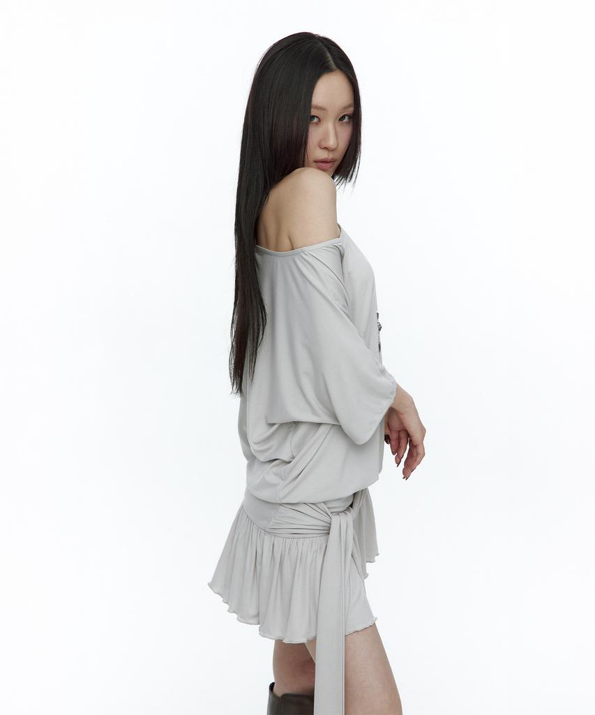 Rough Neck Waist Tie Dress