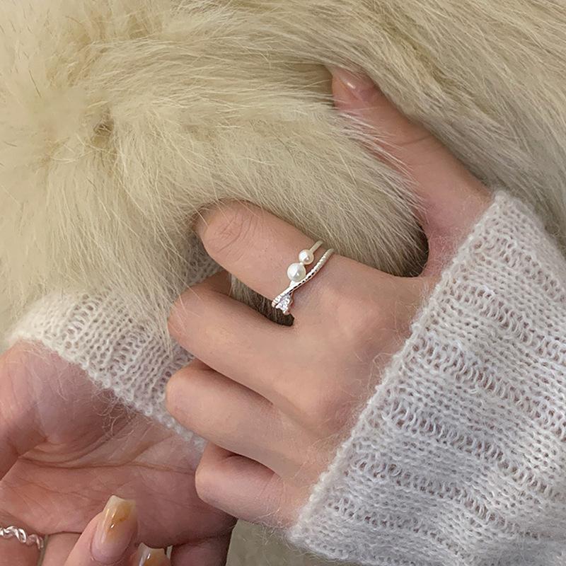 Inele Cruce Perle Niche Femei Simple Stil Rece Lux Ușor Senzație Seniorială Personalitate Modă Bijuterii Deget Arătător