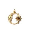European Retro Sun and Moon Stainless Steel Pendant with Semi-Precious Stone Charm for Women.