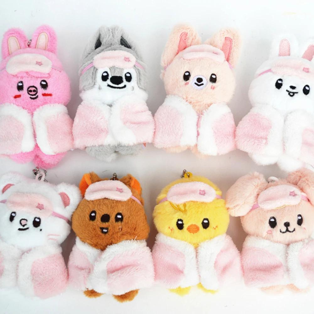 Stray Kids Keychain Plush Toy Pajamas Eye Mask Keychain Decorative Animal Pink Series Mini Companion Doll DIY Products