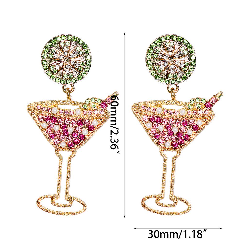 European American Popular Fruit Earrings Fashion Wine Glass Lemon Slice Earrings