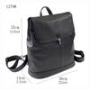 Leather Women'S Bag, Flip Lock, Anti-Theft Backpack, Black Cowhide Travel Sports Back.