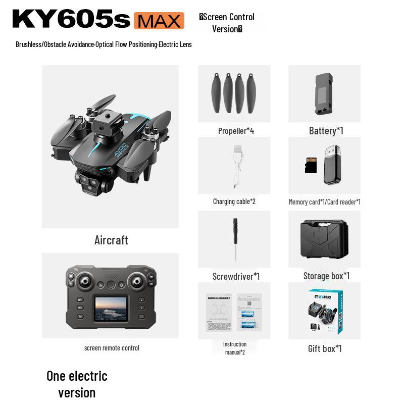 Ky605s Drone with Screen - HD Aerial Photography, Brushless, Optical Flow, Quad Axis Control