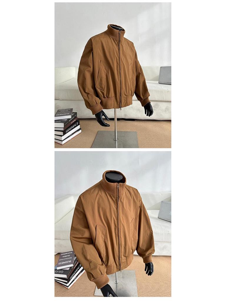 American Retro Men's Oversized Pilot Jacket - Trendy Spring/Autumn Stand Collar Baseball Style