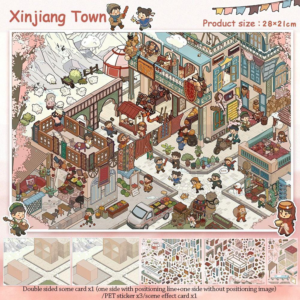 Kawaii Design Landscape Sticker Special Economic Zone DIY Pocket Scene  Home Decoration