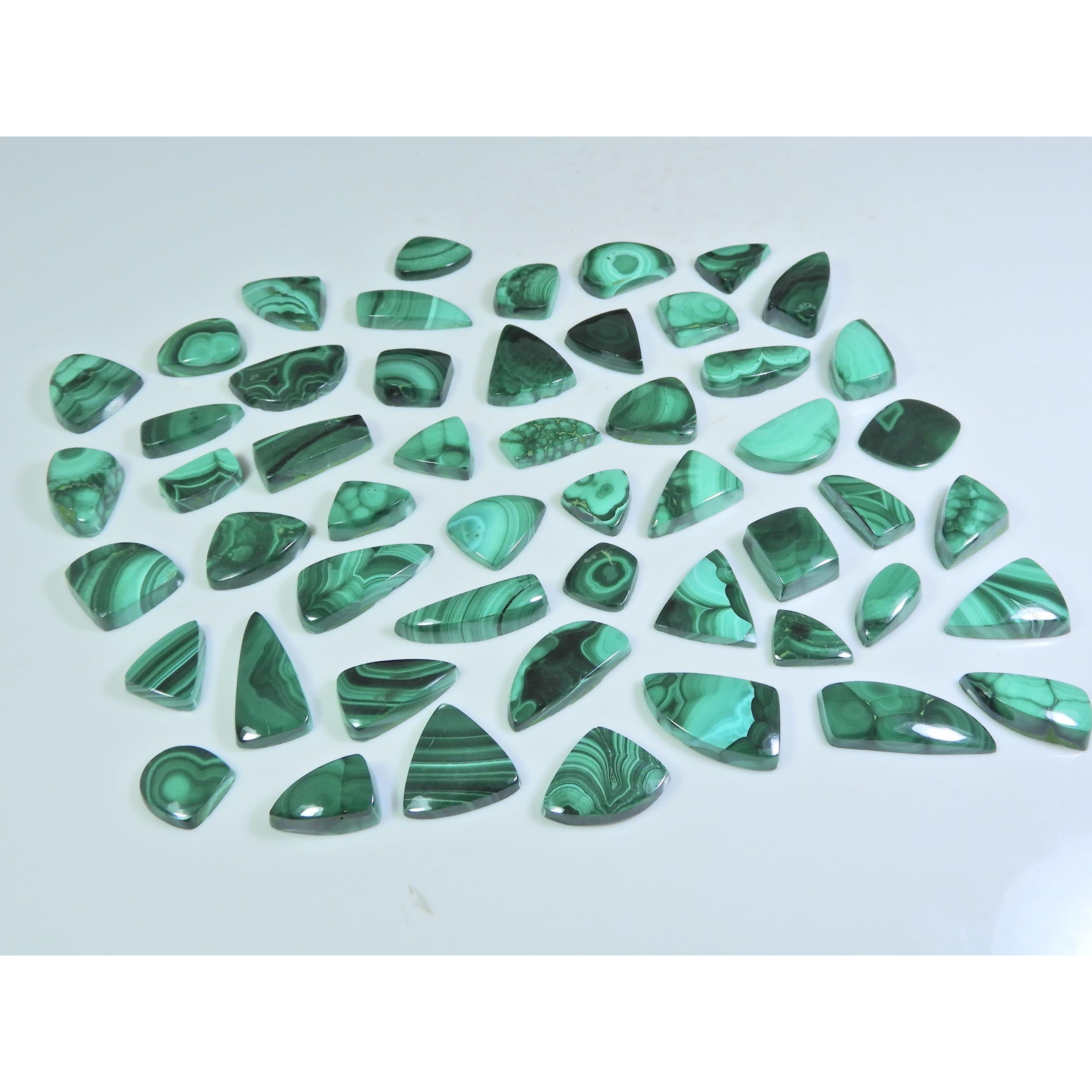 

311Cts. Natural Green Malachite Ring Size Fancy Cabochon Gemstone 52Pcs Lot C-244