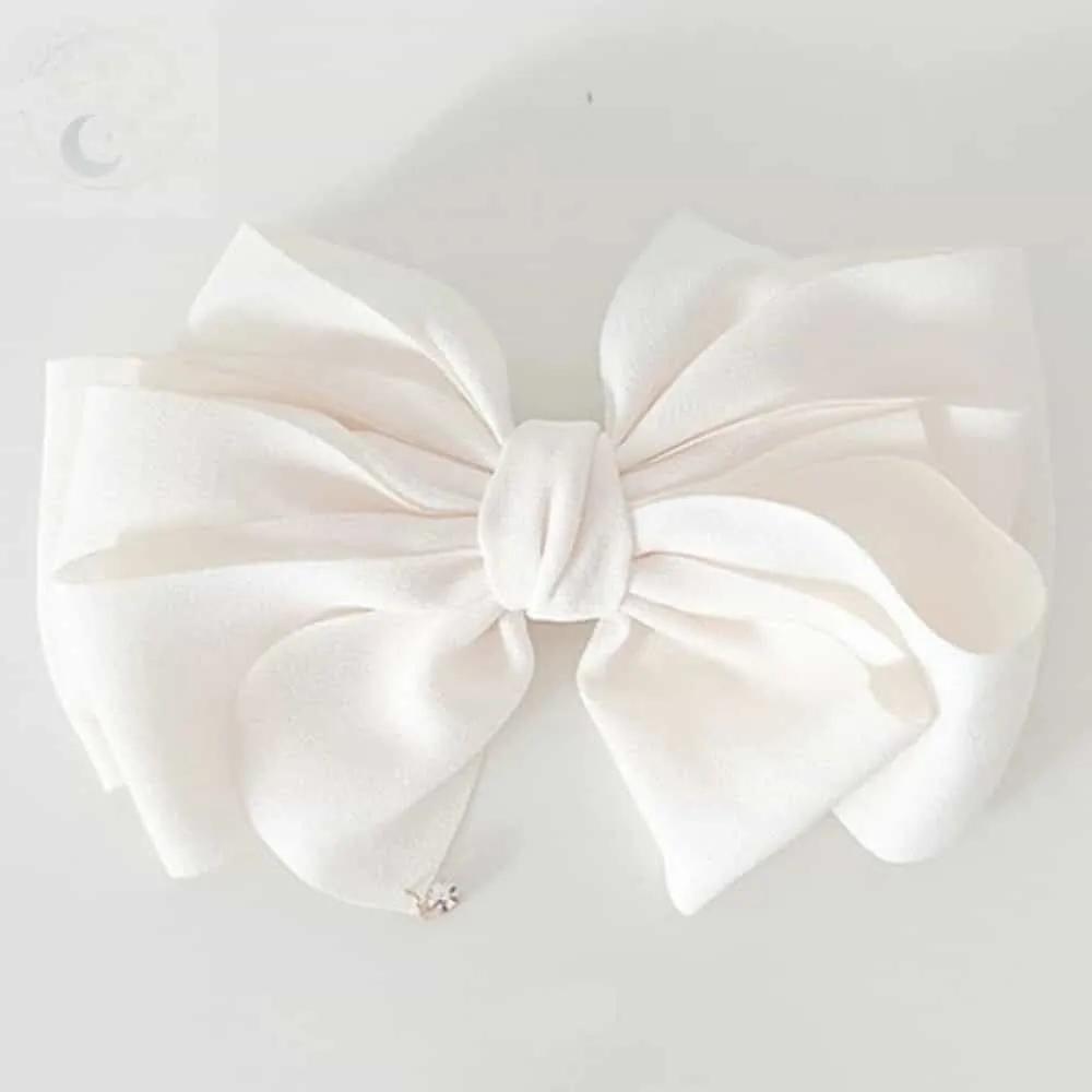 LUNAMAY Hair Accessories Luxurious Ribbon Pin Ivory Layered Cubic Automatic Hairpin
