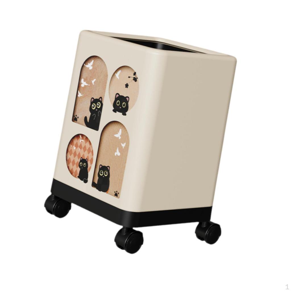 Home Trash Can Household Rubbish Wheeled Stylish Dustbin Garbage Container Wastebasket for