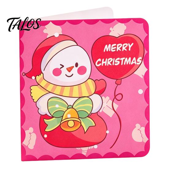 Xmas Message Cards 10Pcs Merry Christmas Greeting Set, Folding Cartoon Blank Note Cards, Festive Blessing for Holiday Gift