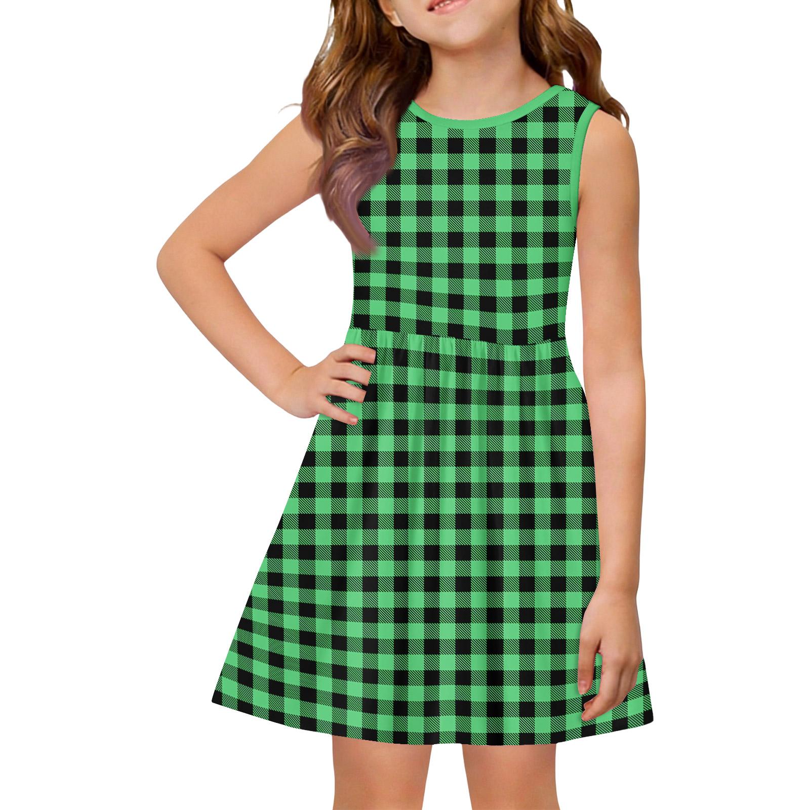 

Летнее платье-принцесса для девочек - Платье-сарафан А-силуэта со вставками 110 зелёный