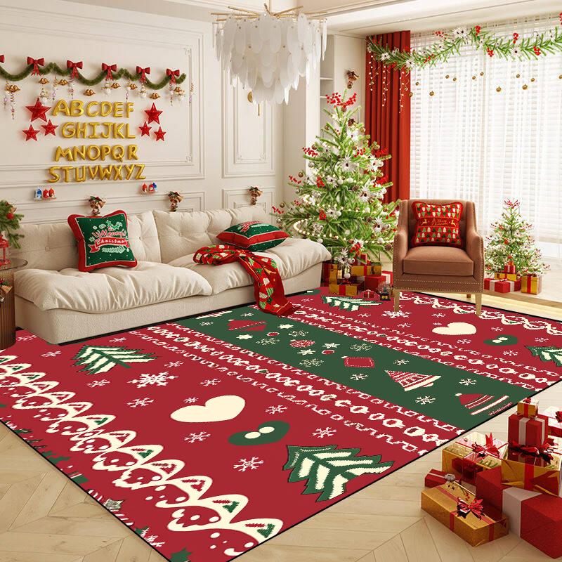Christmas Tree Decor Rug Large Living Room Decoration Home Carpet Cartoon Children's Bedroom Mat Non-slip Lounge Rug Customized