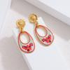 Atoztide Nouvelle Boucle d'Oreille Cœur Imprimé Léopard Vintage pour Femmes Acier Inoxydable Boucles d'Oreilles Statement Pierre Brillante Cadeau de Bijoux de Noël